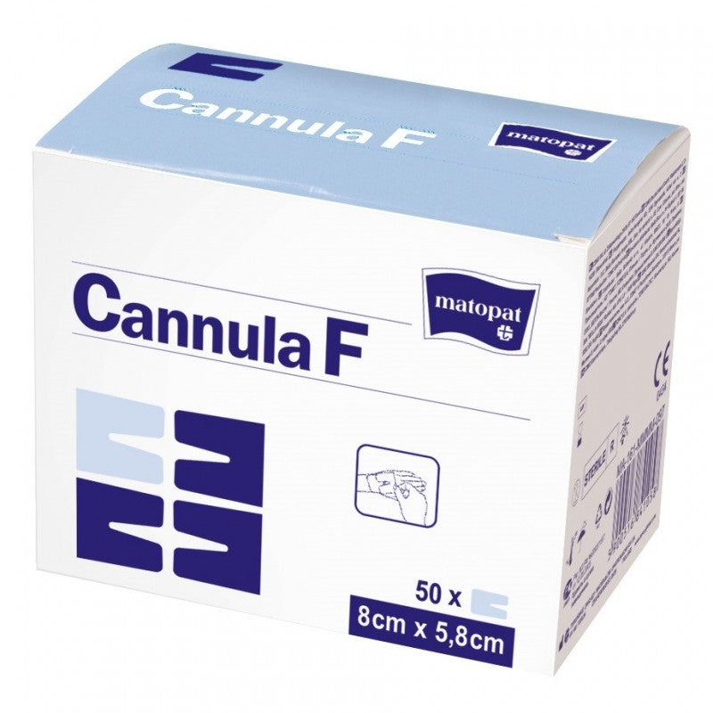 Film autoadeziv și pansament nețesut pentru canule Matopat Cannula F 8 cm x 5.8 cm 50 buc/cutie