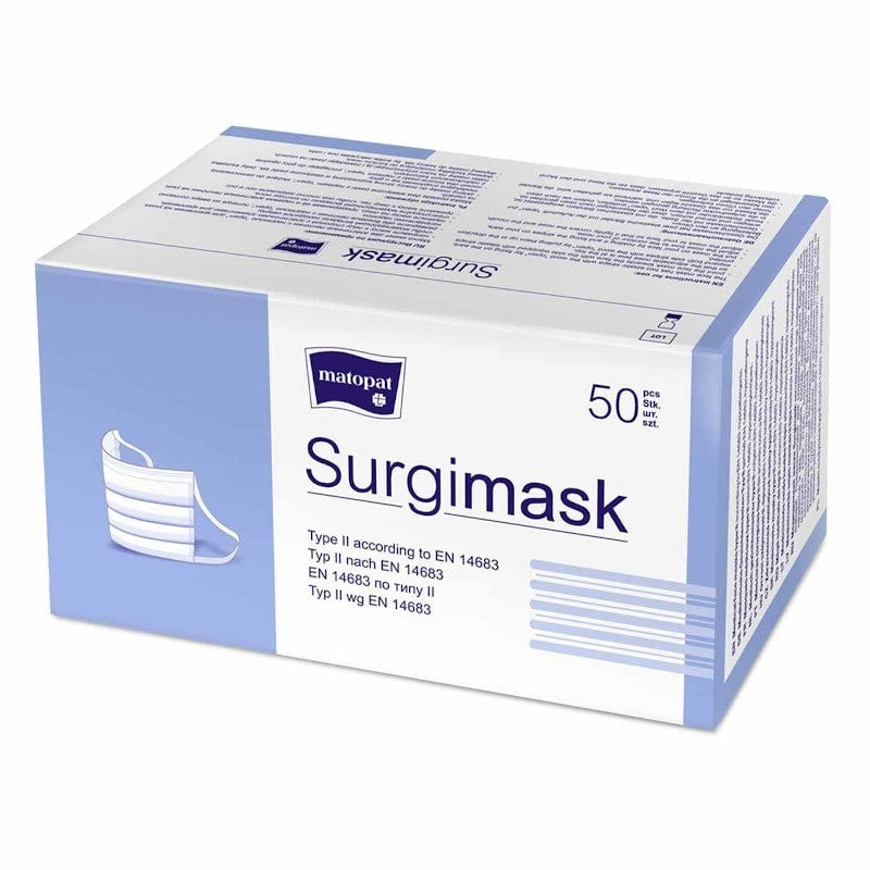 Masca Chirurgicală cu Elastic, Nesterilă, 50Bucăți - Surgimask, Matopat